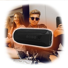 Manta Portable Bluetooth Speaker - Party Speaker 2 x 5 W - Boombox FM/USB/Micro SD Card/AUX-in - Hands-Free Kit - Improved Bass - SPK12GO