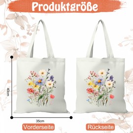 Fabric Bag Printed Spring Flowers Fabric Bag Tote Bag Women's Shopping Bag Fabric Bags Reusable Tote Bag Aesthetic Tote Bags Cotton Bag Linen Bag Gift for Women 40 x 35 cm