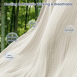 PHF Cooling Muslin Throw Blanket for Hot Sleepers, 60% Viscose from Bamboo, 40% Cotton for Summer, 4-Layer Breathable Gauze Blanket for Bed Couch, 50"x60", Oat Milk