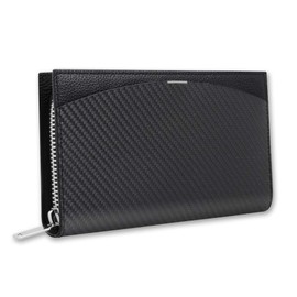 Wallets for Men MON CARBONE Minimalist Carbon Fiber [BlackLabel Classic Wallet] Leather Travel Wallet for Men & Women, Black