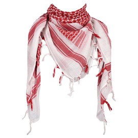 Duke Defense Keffiyeh - Tactical Desert Scarf Cotton Keffiyeh Scarf Military Scarf, 100% Cotton Shemagh - White & Red