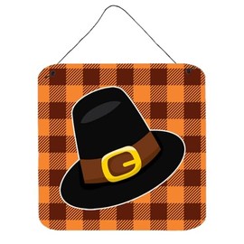 Caroline's Treasures BB7112DS66 Thanksgiving Pilgrim Hat Wall or Door Hanging Prints Aluminum Metal Sign Kitchen Wall Bar Bathroom Plaque Home Decor, 6x6, Multicolor