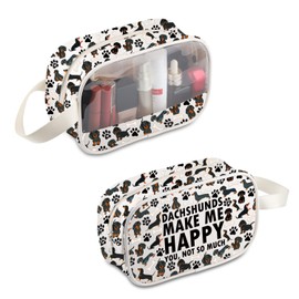 PLITI Dackel Make-up-Tasche Dackel machen mich glücklich, Welpenliebhaber, Reisetasche, Geschenk für Hundebesitzer, Dackel Happy Mbu, modisch