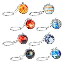 SUPERFINDINGS 8Pcs Planet Keychain Solar System Planet Keyring Glow in The Dark Luminous Galaxy Keyring for Car Keyring DIY Ornament Bag Decoration