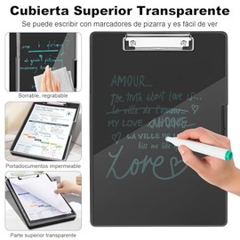 HONGHCL Portapapeles con Almacenamiento Grand - Portapapeles con Doble Compartimentos, Tabla Portapapeles con Paneles Transparentes, Tabla Escribir (N