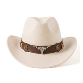 Gossifan Classic Womens Western Cowboy Cowgirl Hats with Wide Belt Light Sand