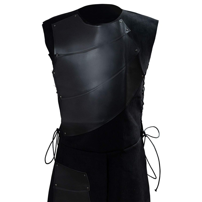 Oddfirm Medieval Leather Vest with Lacing Renaissance Knight Patchwork Leather