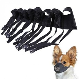 Doggie Style Store Black Soft Nylon Dog Pet Puppy Muzzle 7 Sizes Adjustable Head Strap Prevent Chewing Biting Stop Barking Mask Mouth Cover Size 1