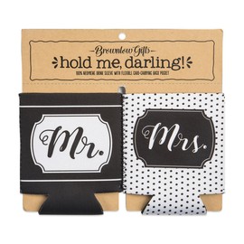 Brownlow Gifts Neoprene Set Of 2 Drink Sleeves, 4 x 5-inches, Mr. and Mrs