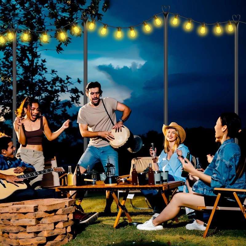 Xdw-Gifts string Light Poles with Fork for Outdoor 4 Pack