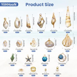 49 Pcs Shell Charms, 6 Style Shell Pendant, Assorted Seashells Charms Beads Conch Shells Charms Pearl Pendants Starfish Pendants Ocean Sea Charm for Women Necklace Bracelet Jewelry Making