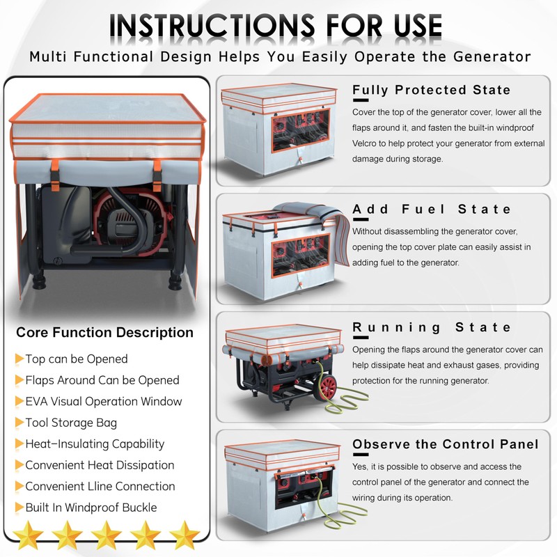 Generator Covers While Running,Generator Covers,28X20X20Inches,Top Can be Refuel, for 3000-5000W