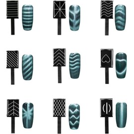 15 Pieces Nail Magnet Tool Set, Double-head Flower Design Nail Magnet Pens Magnet Stick 3D Magnetic Cat Eye Gel Polish Nail Art, for DIY 3d Magnetic, Salon, Studio or Home