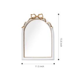 Stylor Vintage Coquette Bow Desk Mirror - Gold Antique Vanity Room Decor, Small Ornate Arched Makeup Mirror, Decorative Victorian Table Top Mirror