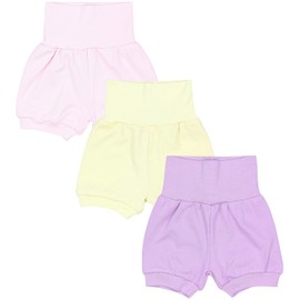 TupTam Baby Girls' Shorts Pack of 3, Pastel yellow, pink, lavender purple