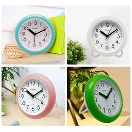 JIBANG Waterproof Bathroom Clock, Desktop Bathroom Clocks, 7 Inches Silent Non-Ticking Prevent Mist Wall Clock, White