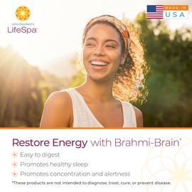 LifeSpa Whole Herbs Brahmi Brain Capsules | Supports Brain Function and Mental Focus | Gotu Kola Supports Brain, Lymph & Skin Health | 90 Capsules 500mg