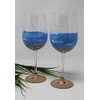 Hand Painted Wine Glasses - Beach and Sand (Set of