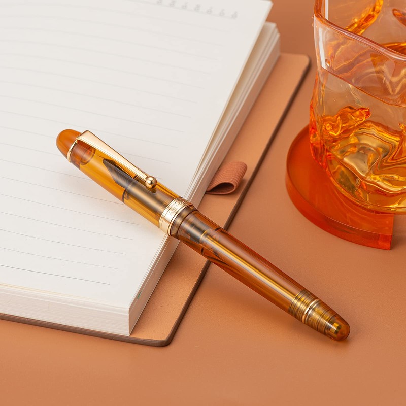 Asvine Fountain Pen V126 Extra Fine Nib Transparent Brown Acrylic