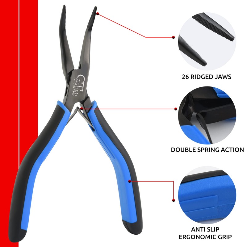 Fish Bone Pliers/Tweezers Stainless Steel Curved With Non-Slip Grip Black