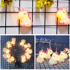 Children's Room Cute Animal Pink Unicorn LED String Lights for Holiday Lights Wall Window Tree Decorative Lights Party Yard& Garden Kids Bedroom Living-Room Dorm Decor