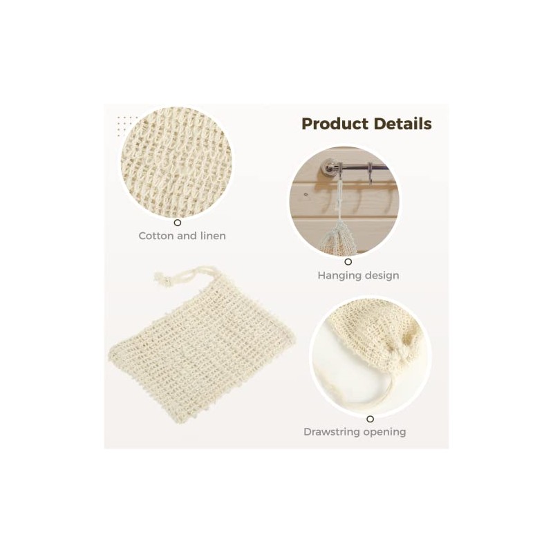 100 bolsas protectoras de jabón de sisal con cordón, bolsas