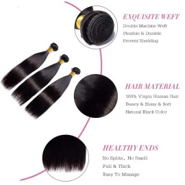 1 Bundles Brazilian Virgin Straight Hair Extensions Unprocessed Bone Straight Weave for Women Smooth Black Blonde Tips Haircolor: Black, Stretched Length: 26 Inches