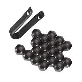 LIUJZZJ 20 Pieces Wheel Nut Cap Universal 17 mm Wheel Bolt Cover with Disassembly Tool Set for Cars Black