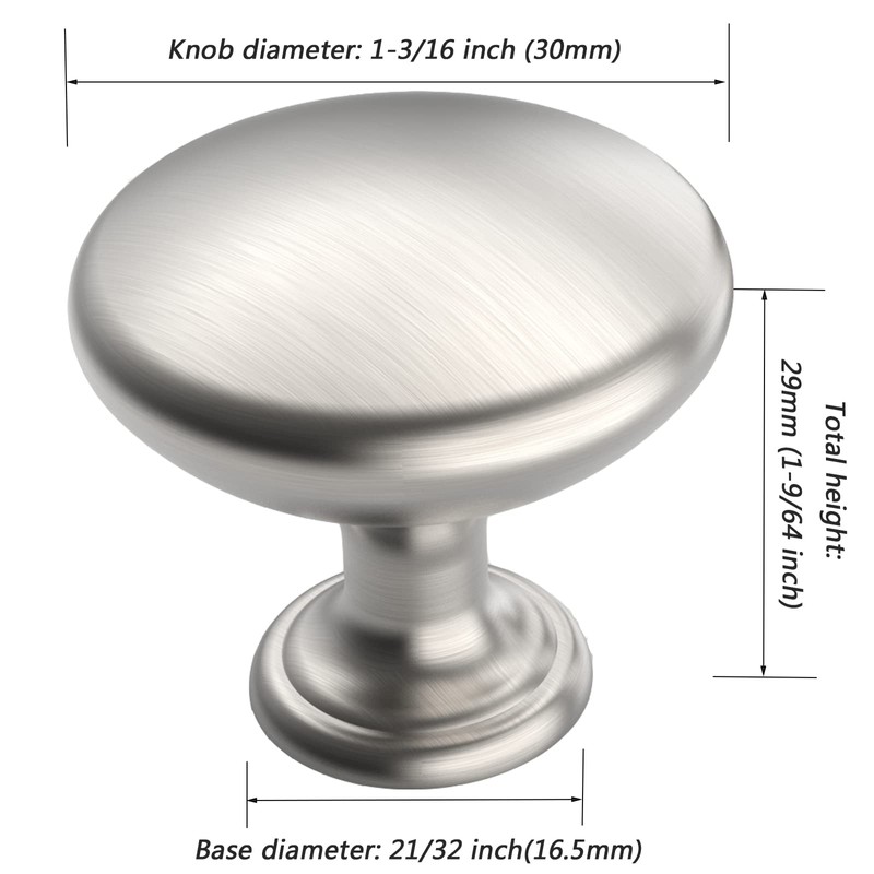 Furniware 12 Pack Cabinet Hardware Knobs, Kitchen Door Cabinet Brushed