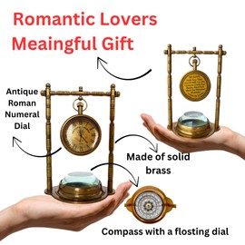 Brújula de reloj de mesa de latón – Regalo de mi amor para hombres y mujeres, grabado con cita romántica, regalos para marido, esposa, pareja, novio novia