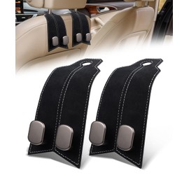 MOBIKEY Purse Hook for Car, Car Hooks for Headrest Car Seat Hooks Purse Hanger for Car 100% Metal & Premium Leather 2025 Latest Car Organization Accessories for Bags, Purses, Phones etc (Black 2Pcs)
