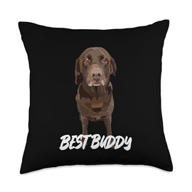 Chocolate Lab Best Buddy Brown Labrador Throw Pillow