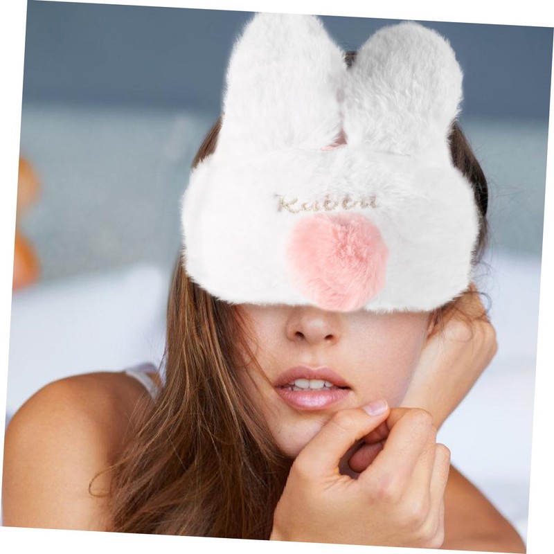 Outanaya 2pcs Plush Rabbit Ear Eye Mask for Travel Comfortable