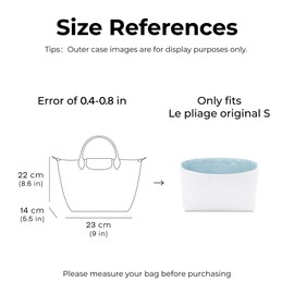 FANJI Project Tote Bag Organizer Insert for Le Pliage Original S Handbag, Custom Fit Inside Premium Celeste Lightweight WaterResistant Purse Insert with Cup Holder Accessories