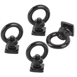 Fokmuaex 4PCS Heavy Duty M8 T Track Tie Down Anchors - Stainless Steel T Slot Mount Rings for Roof Racks, Securing Bungee Cords, Ropes & Hooks (Black)