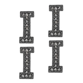 sourcing map 10 Pcs Iron on Letter Patches, Letter I Rhinestone Alphabet Applique Rhinestone Pearl English Letter Sewing Patches for Clothing Hats Jeans Shoes DIY Craft, Black