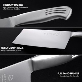 SHI BA ZI ZUO Meat Cleaver Set, 2PCS Professional Butcher Knife Fruit Knife with Stainless Steel Handle