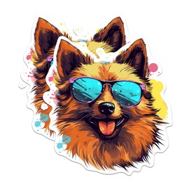 (2 Pack) Finnish Spitz Dog Stickers - Finnish Spitz with Sunglasses - Choose FromOver 100 Dog Breeds - 5 Inches On Longest Side - Premium Vinyl - Made in USA - BMCS0350