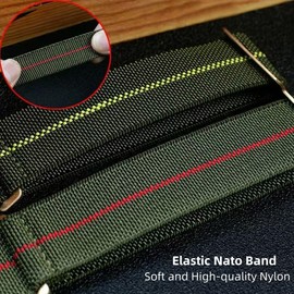 Danxancy Elastic Nylon Watch Strap Navy Divers Parachute Fabric Replacement Watch Band with Clasp 18/20/22mm