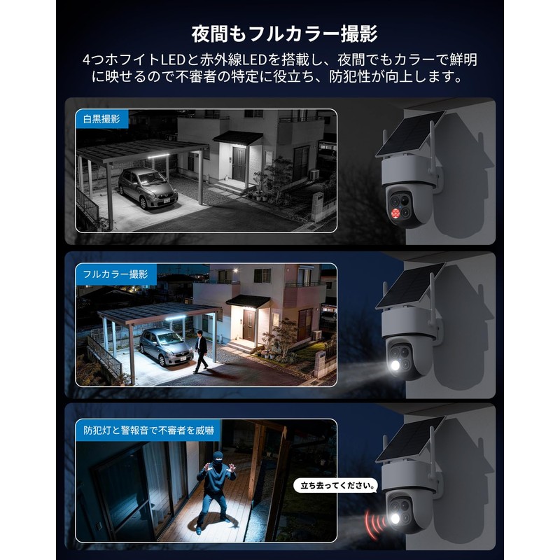 KSYNIU Security Camera, Outdoor Solar, Wireless/WiFi, 360° Shooting