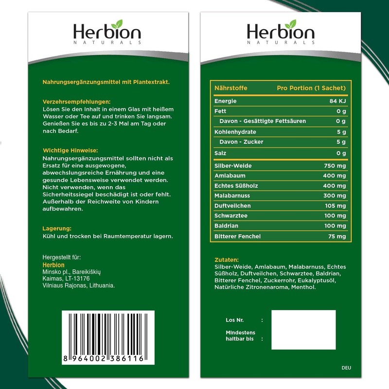 Herbion Naturals Natural Lemon Flavoured Respiratory Care Granules - 10