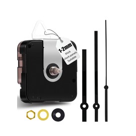 DEEWISH 12888 DIY Quartz Wall Clock Movement Set, Silent Mechanism Replacement Parts, Total Shaft Length 12.4 mm (31/64 Inch), (Black A Hands)