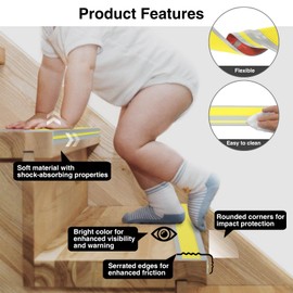 Non-Slip Step Edge Protector, Vinyl Stair Nosing - Self-Adhesive Anti-Slip Stair Nose Edging Trim, Stairway Nose Molding & Nosing Strip for High Traffic-Safety, Indoor-Outdoor Use(Yellow 2"×1",3.3Ft)