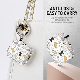 Gedicht for Airpods 2nd Generation Case, Cute Cool Kitty Cat Pattern Protective TPU Soft Cases for Airpods Case 2nd/1st Gen, Shockproof for Airpods Case Men Women with Cleaner Kit & Keychain