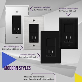 ENERLITES Switch and Outlet Combo, Combination Decorator Paddle Switch 15A/120VAC with Tamper-Resistant Receptacle Outlet 15A/125VAC, Residential/Commercial Grade, UL Listed, 68625-TR-BK, Black