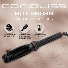 Corioliss Electric Hair Straightening Brush Hot Brush Antifrizz Temperature Control 80º to 210º Ionic Ceramic Automatic Switch Off
