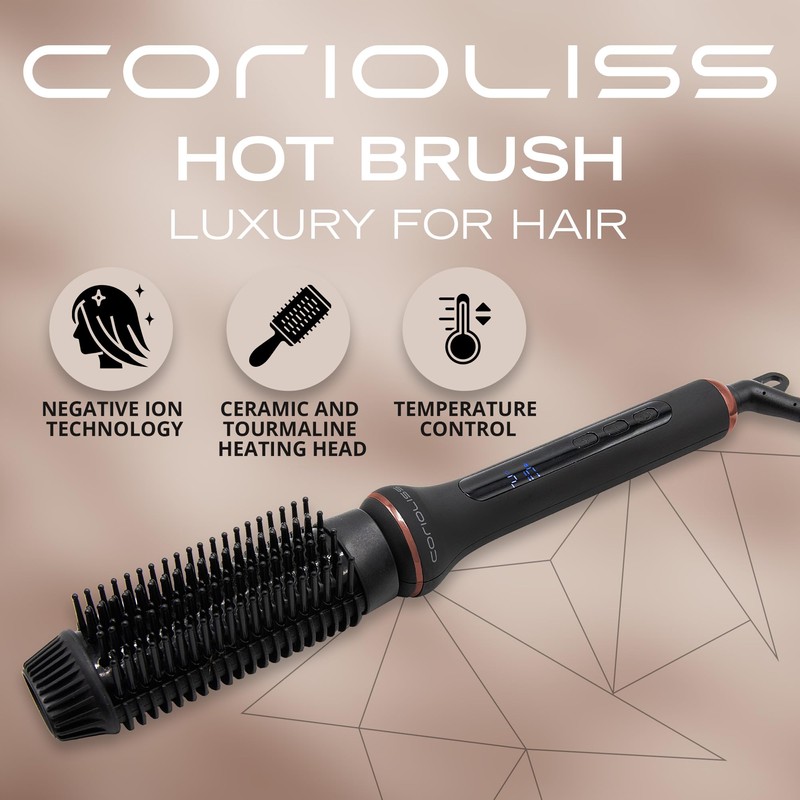 Corioliss Electric Hair Straightening Brush Hot Brush Antifrizz Temperature Control