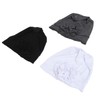 Women Turban Flower Cap Balck White and Gray Pure Color