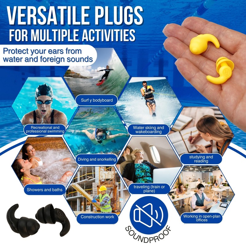 Ohrstöpsel – wiederverwendbar, ultraweiches Silikon, reduziert Lärm beim Schlafen, Lernen,