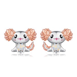 ABIGY Axolotl Earrings 925 Sterling Silver Opal Stud Earrings Animal Earrings Axolotl Stud Earrings Cute Animal Earrings for Women